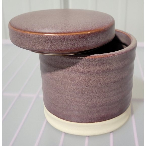 Threshold Brown Ceramic Bathroom Organizer Canister 4.25" Tall & 4" Diameter - Picture 2 of 6